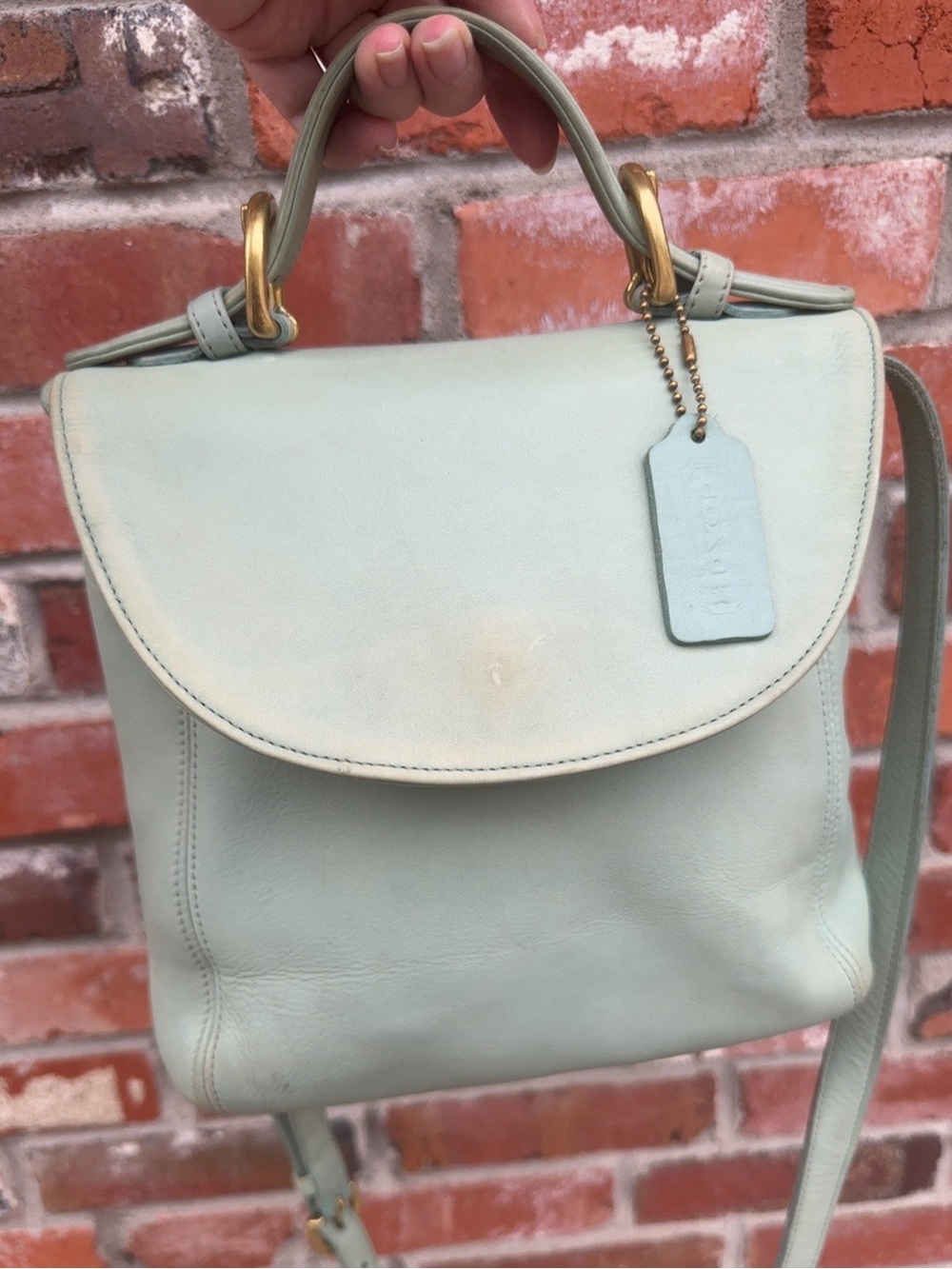 Vintage 1996 Coach 4158 Aqua Soho Handle Bag Leather Shoulder Bag/Crossbody USA